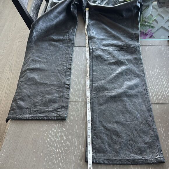 Calvin Klein Women’s Size 10 Black 100% Leather Pants Straight Leg Fully Lined - Picture 7 of 16